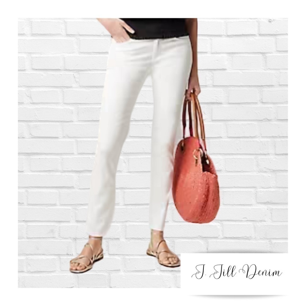 J Jill Denim Slim Fit SZ 16P Cream White Jeans Coastal Summer Vacation Classic